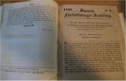 Svensk författningssamling 1846, Svensk historia