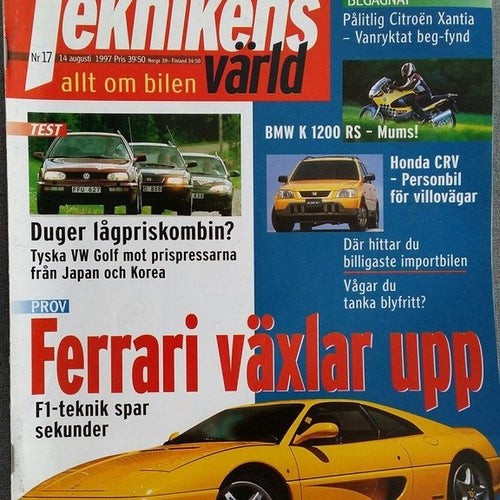 Teknikens Värld 17 1997: BMW K1200RS, Ferrari 355 F1, Chevrolet Trans Sport