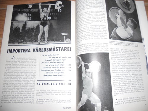 All Sport nr5 1962 Bordtennis Hasse Alsér, Tyngdlyftning, Svarte Filip,Bo Wirhed