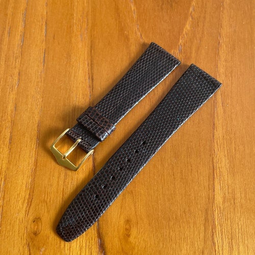 Läderband 20mm Lizard brun Vintage