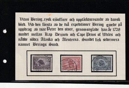 Danmark. Vitus Bering. Vackert stpl.serie med historik.