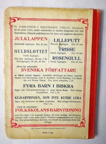 Stina Quint - Guldslottet Barnens julbok nr 12 (Tryckår 1910 Antik barnbok Kinna