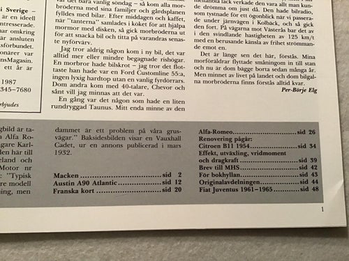 MOTORHISTORISKT MAGASIN NR 3 1987 MACKEN I KUMLA,GAMLA BENSINSTATIONER,AUSTIN