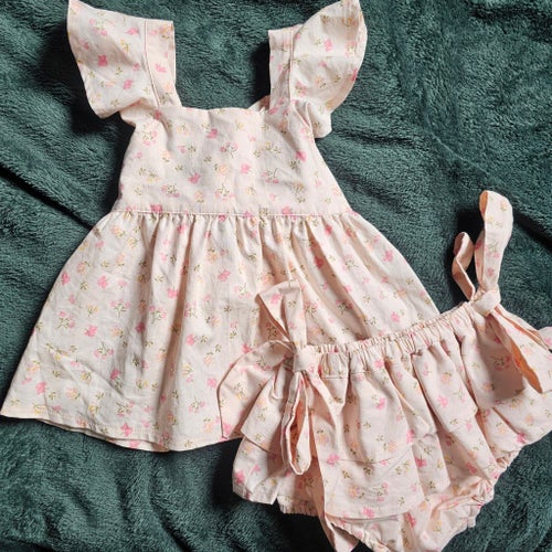 La Petite Blossom Klänning och Bloomer Set Rosa Blommig Storlek 98-104