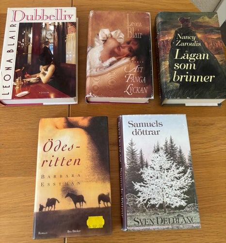 5 inbundna romaner – Leona Blair, Nancy Zaroulis, Sven Delblanc m.fl.