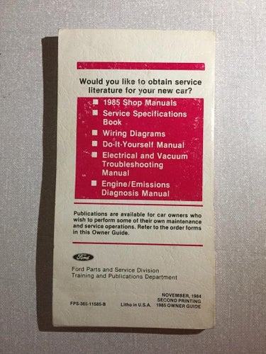1985 Mercury Grand Marquise Owner Guide