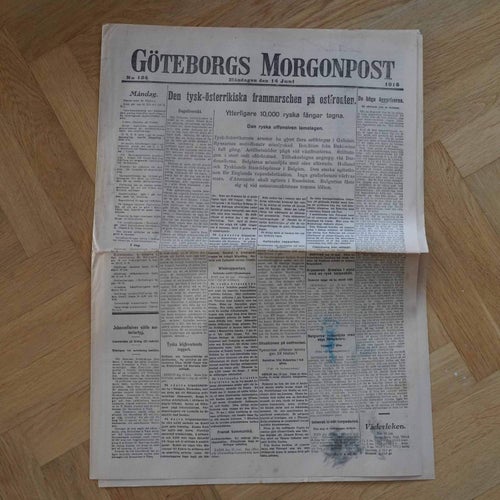 Göteborgs Morgonpost 1915 14/6 situationen på ostfronten,tysk rapport