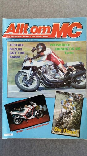 Allt om MC nr 11 1982: Suzuki GSX 1100 Katana, Honda CX 500 Turbo