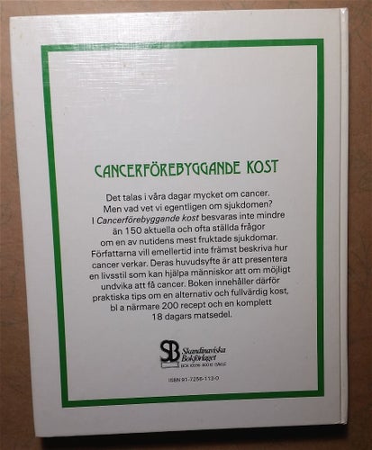 Cancerförebyggande Kost, Mar, Kleine & Windstosser, 1986, Sv, inbunden