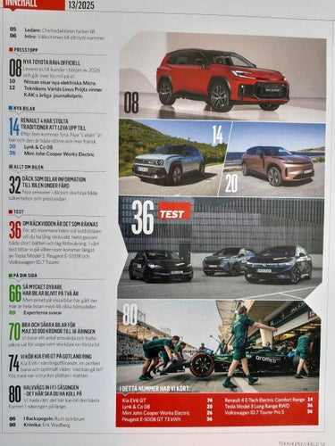 Teknikens Värld 13 2025: Renault 4 E-Tech, Kia EV6 GT, Peugeot E-5008, VW ID.7