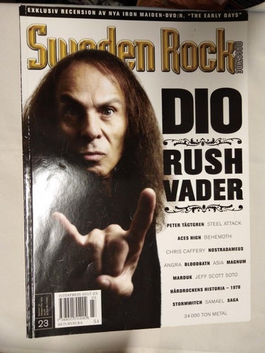 Sweden rock magazine 23 Rush Vader Dio Asia Magnum Marduk Saga
