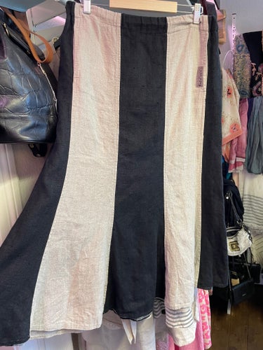 100% Linne kjol,Randig, Strukturerad linne, Rost o'lino. M-L