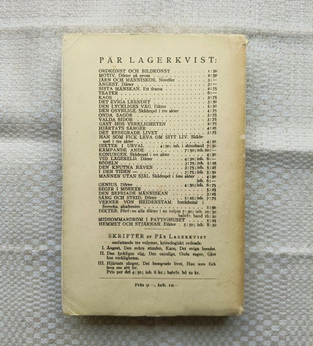 Dvärgen - (Pär Lagerkvist) - Första svenska upplagan 1944 - Häftad