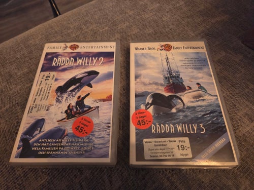 Rädda Willy 2 & 3 Hyrfilmer VHS