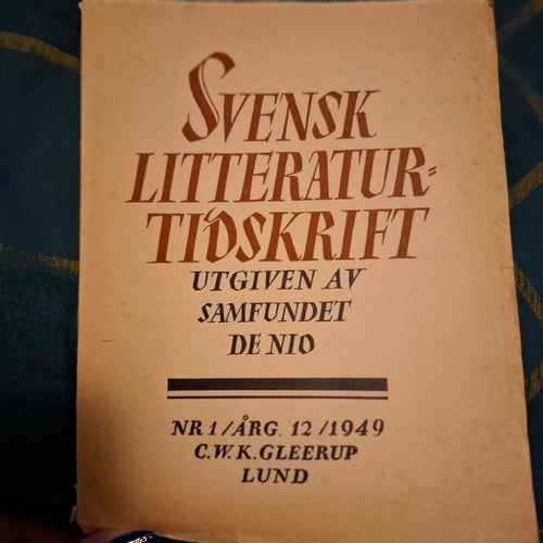 Svensk Litteratur Tidskrift, 1949 häftad 72 sidor