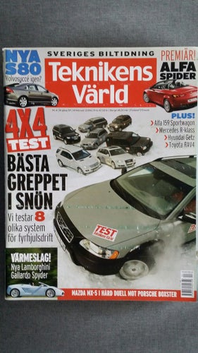 Teknikens Värld 4 2006: Mazda MX-5, Porsche Boxster, VW Touareg V6, Volvo XC70