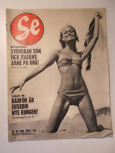 SE Nr 30 1966 Christina Sellgren i Italien 6 s, Eusebio fotboll, Pop Shanes 4 s