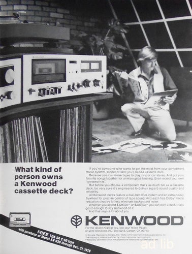 KENWOOD CASSETTE DECK HIFI, TIDNINGSANNONS 1978