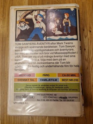 Äventyrens värld Tom Sawyers äventyr tecknad familjefilm Video 2000-kassett