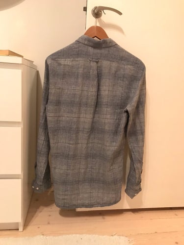 Ruffle & Bow skjorta, Rutmönstrad i blå, Strl M