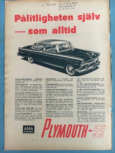 PLYMOUTH 1955 Annons