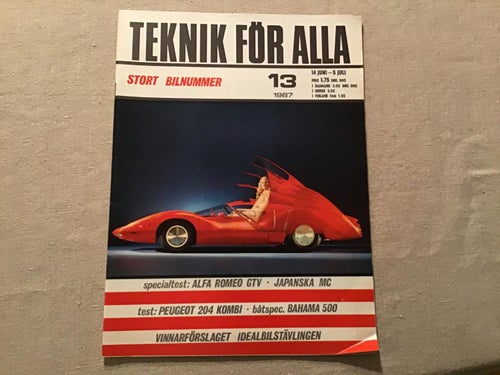 TEKNIK FÖR ALLA NR 13 1967 PEUGEOT 204,BÅTTEST BAHAMA,ALFA ROMEO GTV,MC HONDA