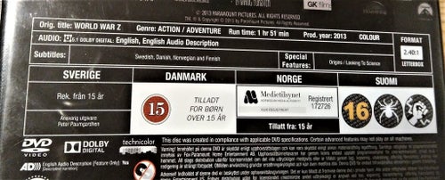 World War Z av Marc Forster med Brad Pitt och Matthew Fox. DVD