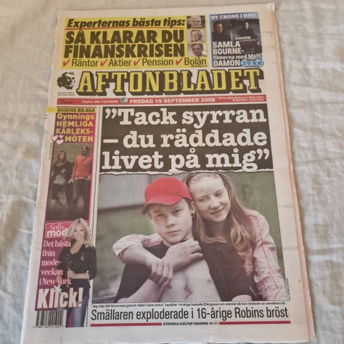 Aftonbladet tidning från 2008