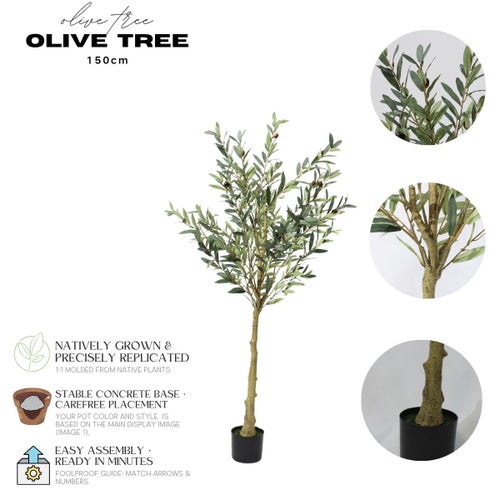 150cm Detachable Artificial Green Olive Tree Faux Plastic Potted Plant Decor