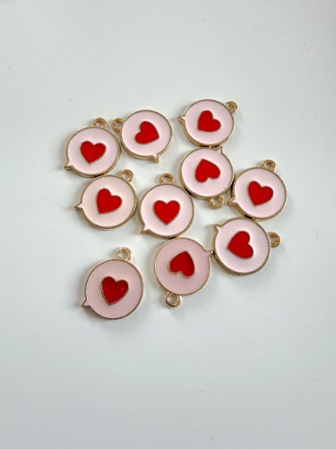 10 pieces of cute pink and red heart charms