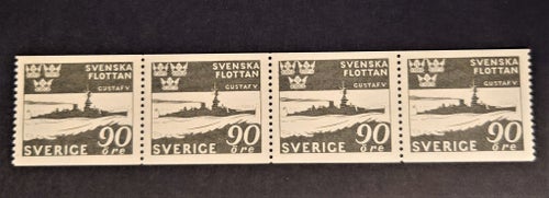Flottan 1944 90 öre F: 357, 4 strip Postfriskt **