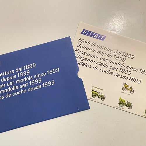 MODELLI VETTURE DAL 1899 KUVERT MED POSTER 1971 MKT FIN!