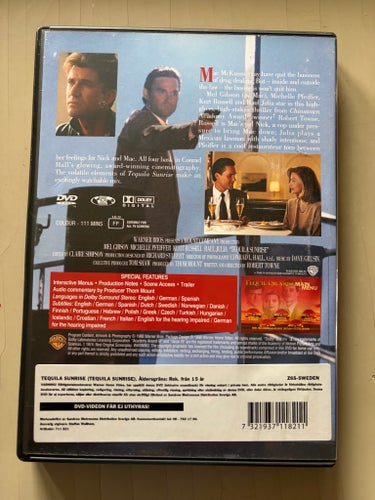 DVD: Tequila Sunrise med Mel Gibson, Michelle Pfeiffer, Kurt Russell
