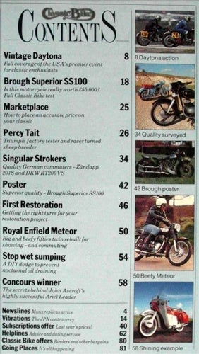 Classic Bike Maj 1990 Daytona, Brough SS100, Zündapp 201S, DKW RT200 VS, Enfiel