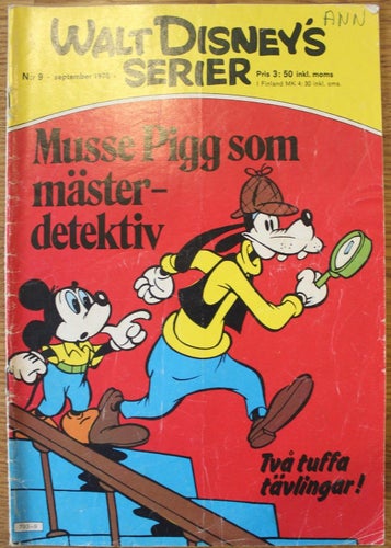 WALT DISNEYs SERIER 1976 NR 9 Musse Pigg som mästerdetektiv