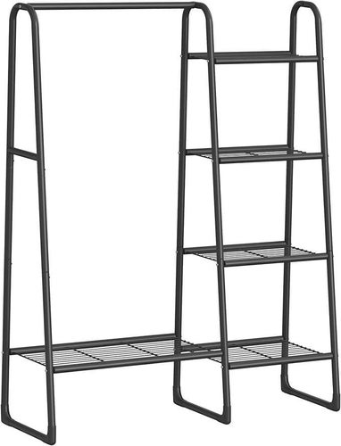 Klädstång, Fristående klädställning, 5 Förvaringshyllor, Metallram, HSR138B01