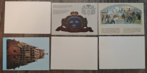 Lot 6 st Svenska Helsaker Minnespostkort 1970-tal Postmuseum, Vasa, FDC Oanvända