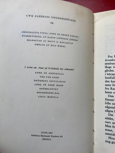 ANNE PÅ GRÖNKULLA L. M. Montgomery 1967