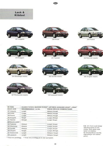 Broschyr Volvo S40 -96? , Fina bilder på bil & tillbehör, svensk text