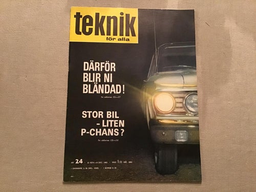 TEKNIK FÖR ALLA NR 24 1962 VOLKSWAGEN 1500,STRÅLNING,OLIKA LOK,KONTOR I HUSBÅT
