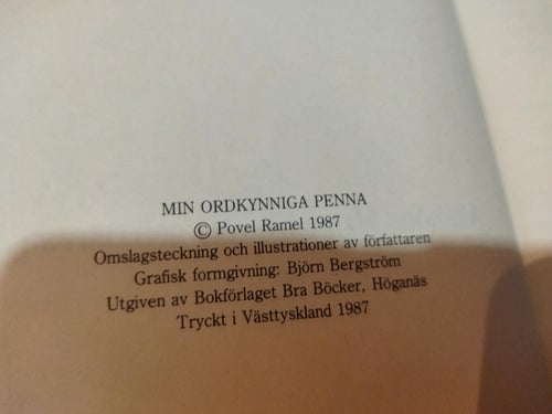 Min ordkynniga penna av Povel Ramel. Bok. Very Fine plus