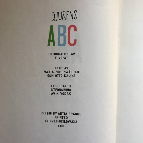 DJURENS ABC F. Vopat Max A. Schönwälder Otto Kalina 1960