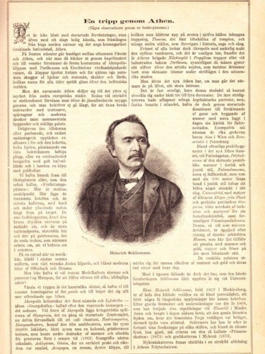 Träsnitt ”Arkeologen Heinrich Schliemann” ur tidskrift från 1883