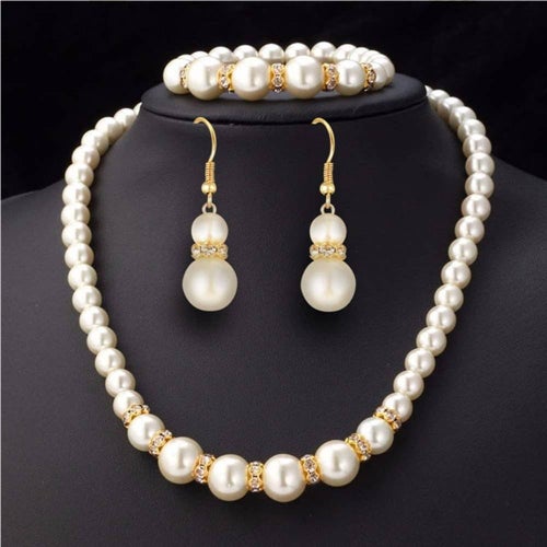 Pärlsmycken set För alla Tillfällen (Halsband, Armband, Örhängen)
