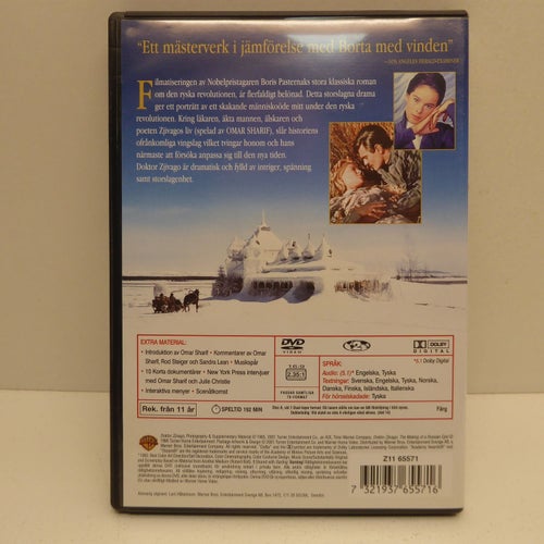 Doktor Zjivago - Region 2, DVD-film, Svensk text, Fint skick