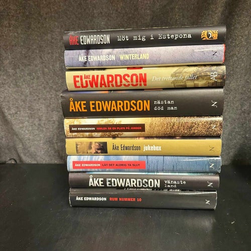 9 böcker av Åke Edvardson - Nästan död man, Jukebox, Winterland, mm - Bokpaket