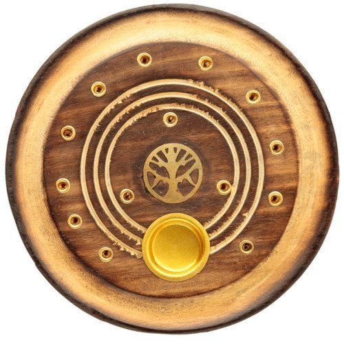Askfångare, Rökelsehållare av Mangoträ med Tree of Life , dhoop, backflow, koner