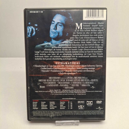 Cape Fear - Robert De Niro - Region 2, DVD-Film, Svensk text, Fint skick