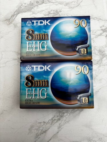 OANVÄNDA/INPLASTADE TDK 8mm EHG 90 videoband, 2-pack