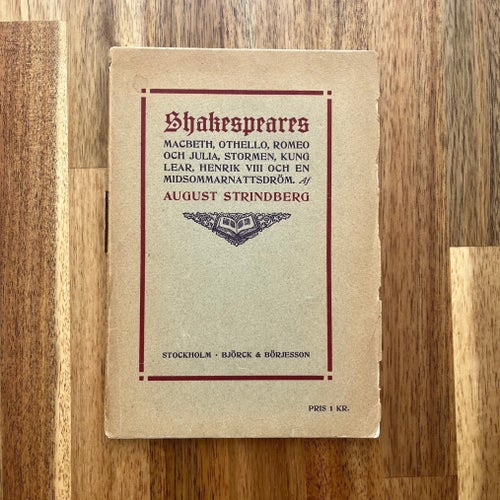 August Strindberg – Shakespeares – Första upplagan 1909 – Originalomslag RAR